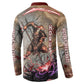 Horus Behdety Warrior Button Sweatshirt with Falcon Mask and Spear Ancient Egyptian Combat