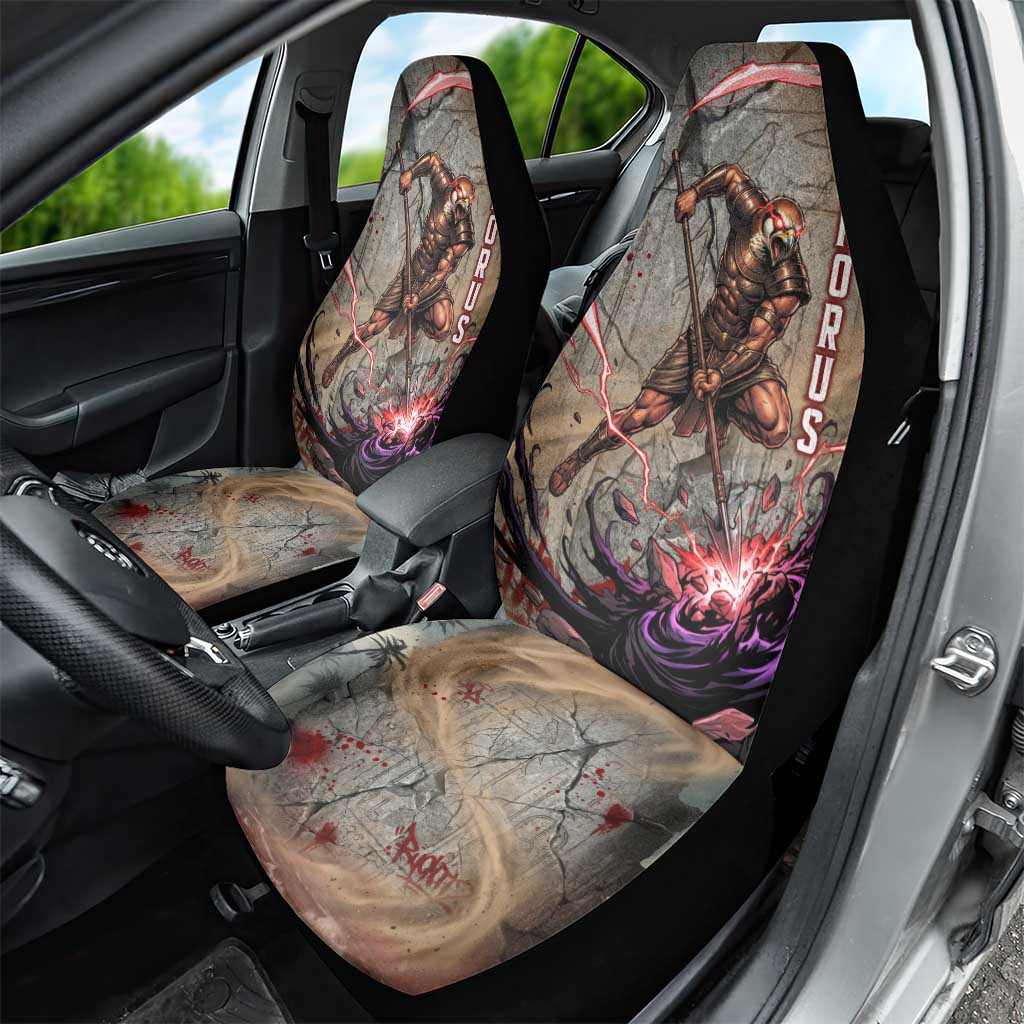 Horus Behdety Warrior Car Seat Cover with Falcon Mask and Spear Ancient Egyptian Combat