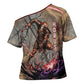 Horus Behdety Warrior Cross Shoulder Shirt with Falcon Mask and Spear Ancient Egyptian Combat