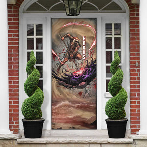 Horus Behdety Warrior Door Cover with Falcon Mask and Spear Ancient Egyptian Combat