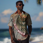 Horus Behdety Warrior Hawaiian Shirt with Falcon Mask and Spear Ancient Egyptian Combat