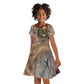 Horus Behdety Warrior Kid Short Sleeve Dress with Falcon Mask and Spear Ancient Egyptian Combat