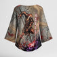 Horus Behdety Warrior Kimono Sleeve Blouse with Falcon Mask and Spear Ancient Egyptian Combat