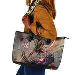 Horus Behdety Warrior Leather Tote Bag with Falcon Mask and Spear Ancient Egyptian Combat