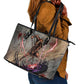 Horus Behdety Warrior Leather Tote Bag with Falcon Mask and Spear Ancient Egyptian Combat