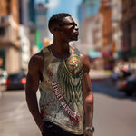 Horus Behdety Warrior Men Tank Top with Falcon Mask and Spear Ancient Egyptian Combat