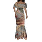 Horus Behdety Warrior Mermaid Dress with Falcon Mask and Spear Ancient Egyptian Combat