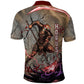 Horus Behdety Warrior Polo Shirt with Falcon Mask and Spear Ancient Egyptian Combat