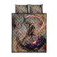 Horus Behdety Warrior Quilt Bed Set with Falcon Mask and Spear Ancient Egyptian Combat