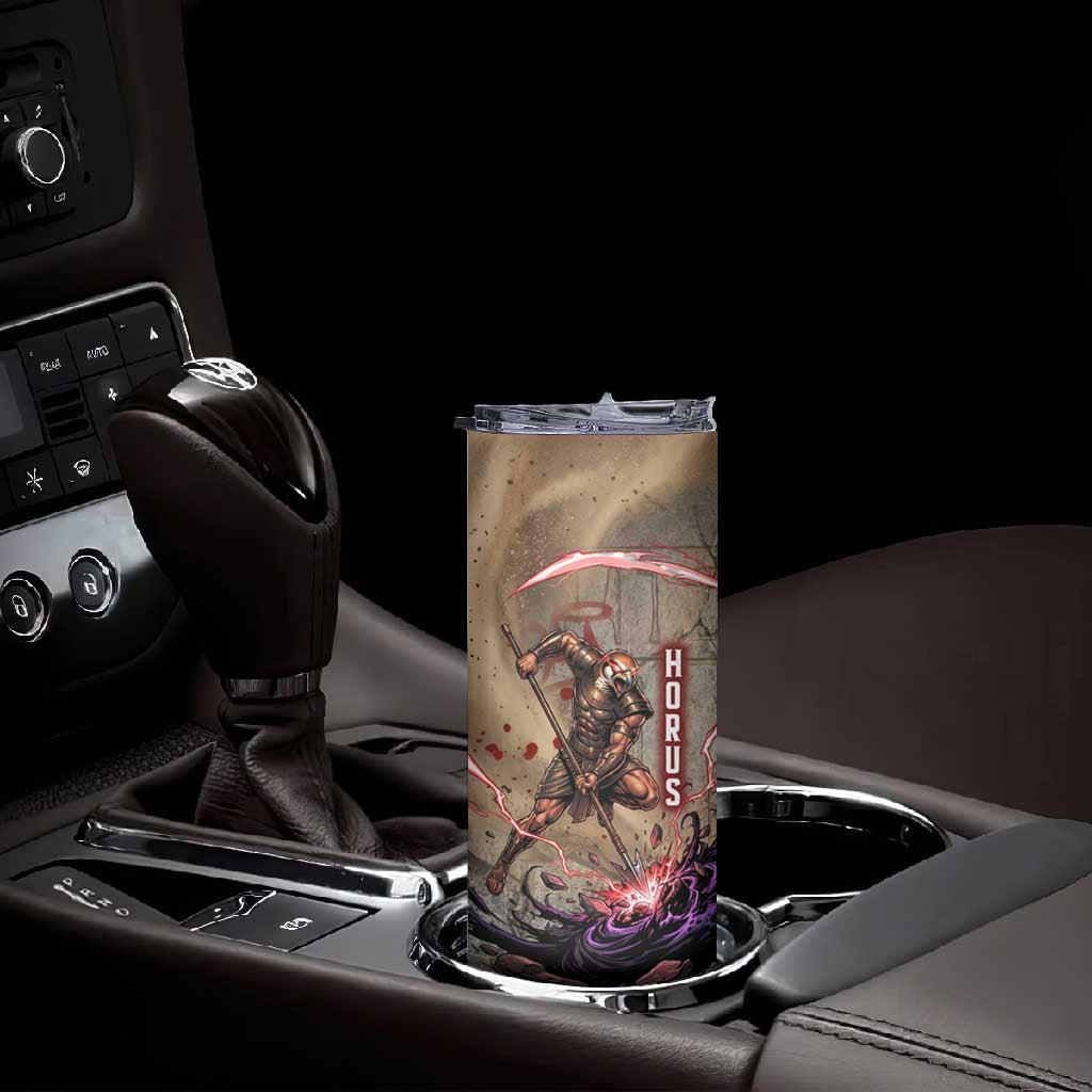 Horus Behdety Warrior Skinny Tumbler with Falcon Mask and Spear Ancient Egyptian Combat