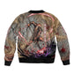 Horus Behdety Warrior Sleeve Zip Bomber Jacket with Falcon Mask and Spear Ancient Egyptian Combat