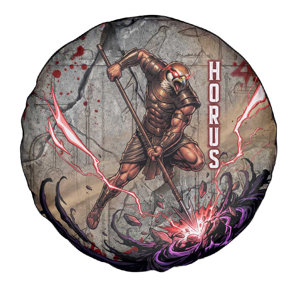 Horus Behdety Warrior Spare Tire Cover with Falcon Mask and Spear Ancient Egyptian Combat