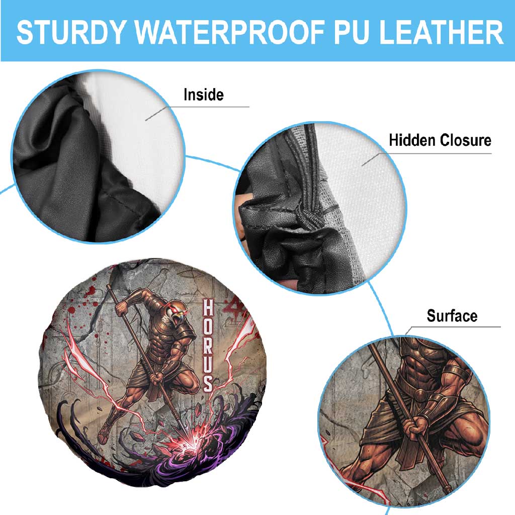 Horus Behdety Warrior Spare Tire Cover with Falcon Mask and Spear Ancient Egyptian Combat