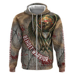 Horus Behdety Warrior Zip Hoodie with Falcon Mask and Spear Ancient Egyptian Combat
