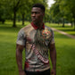 Horus Behdety Warrior Zipper Polo Shirt with Falcon Mask and Spear Ancient Egyptian Combat