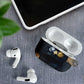 Heru-Ur Falcon Eyes AirPods Case Solar Disk Ancient Egyptian Mythology in Dark Stone