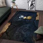 Heru-Ur Falcon Eyes Area Rug Solar Disk Ancient Egyptian Mythology in Dark Stone