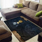 Heru-Ur Falcon Eyes Area Rug Solar Disk Ancient Egyptian Mythology in Dark Stone