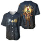 Heru-Ur Falcon Eyes Baseball Jersey Solar Disk Ancient Egyptian Mythology in Dark Stone