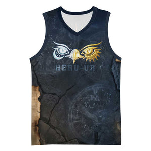 Heru-Ur Falcon Eyes Basketball Jersey Solar Disk Ancient Egyptian Mythology in Dark Stone