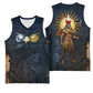 Heru-Ur Falcon Eyes Basketball Jersey Solar Disk Ancient Egyptian Mythology in Dark Stone