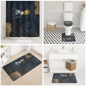 Heru-Ur Falcon Eyes Bathroom Set Solar Disk Ancient Egyptian Mythology in Dark Stone