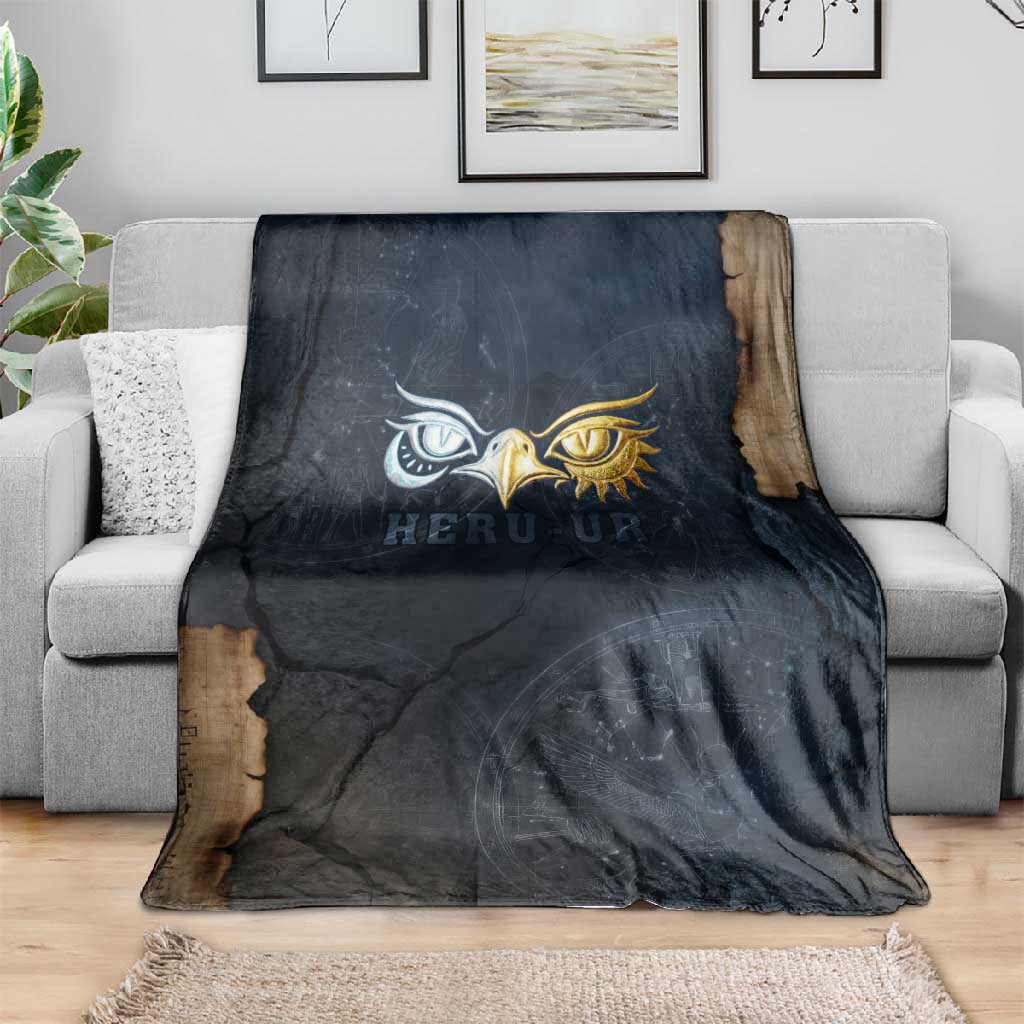 Heru-Ur Falcon Eyes Blanket Solar Disk Ancient Egyptian Mythology in Dark Stone