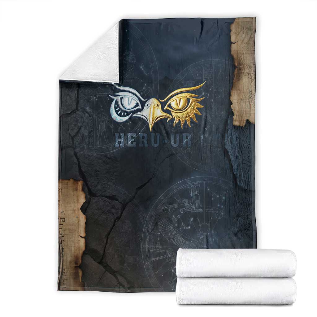 Heru-Ur Falcon Eyes Blanket Solar Disk Ancient Egyptian Mythology in Dark Stone