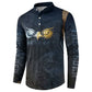 Heru-Ur Falcon Eyes Button Sweatshirt Solar Disk Ancient Egyptian Mythology in Dark Stone