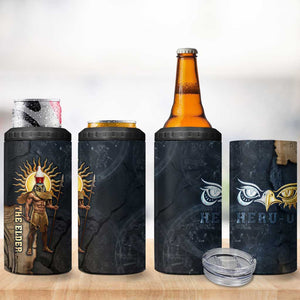 Heru-Ur Falcon Eyes 4 in 1 Can Cooler Tumbler Solar Disk Ancient Egyptian Mythology in Dark Stone