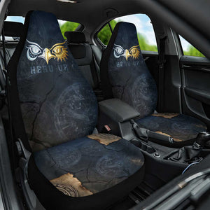 Heru-Ur Falcon Eyes Car Seat Cover Solar Disk Ancient Egyptian Mythology in Dark Stone