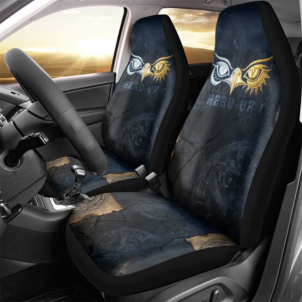 Heru-Ur Falcon Eyes Car Seat Cover Solar Disk Ancient Egyptian Mythology in Dark Stone
