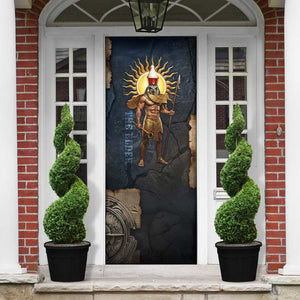 Heru-Ur Falcon Eyes Door Cover Solar Disk Ancient Egyptian Mythology in Dark Stone