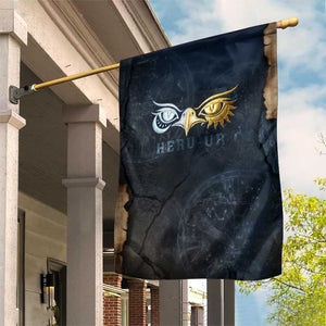 Heru-Ur Falcon Eyes Garden Flag Solar Disk Ancient Egyptian Mythology in Dark Stone