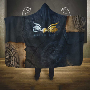 Heru-Ur Falcon Eyes Hooded Blanket Solar Disk Ancient Egyptian Mythology in Dark Stone