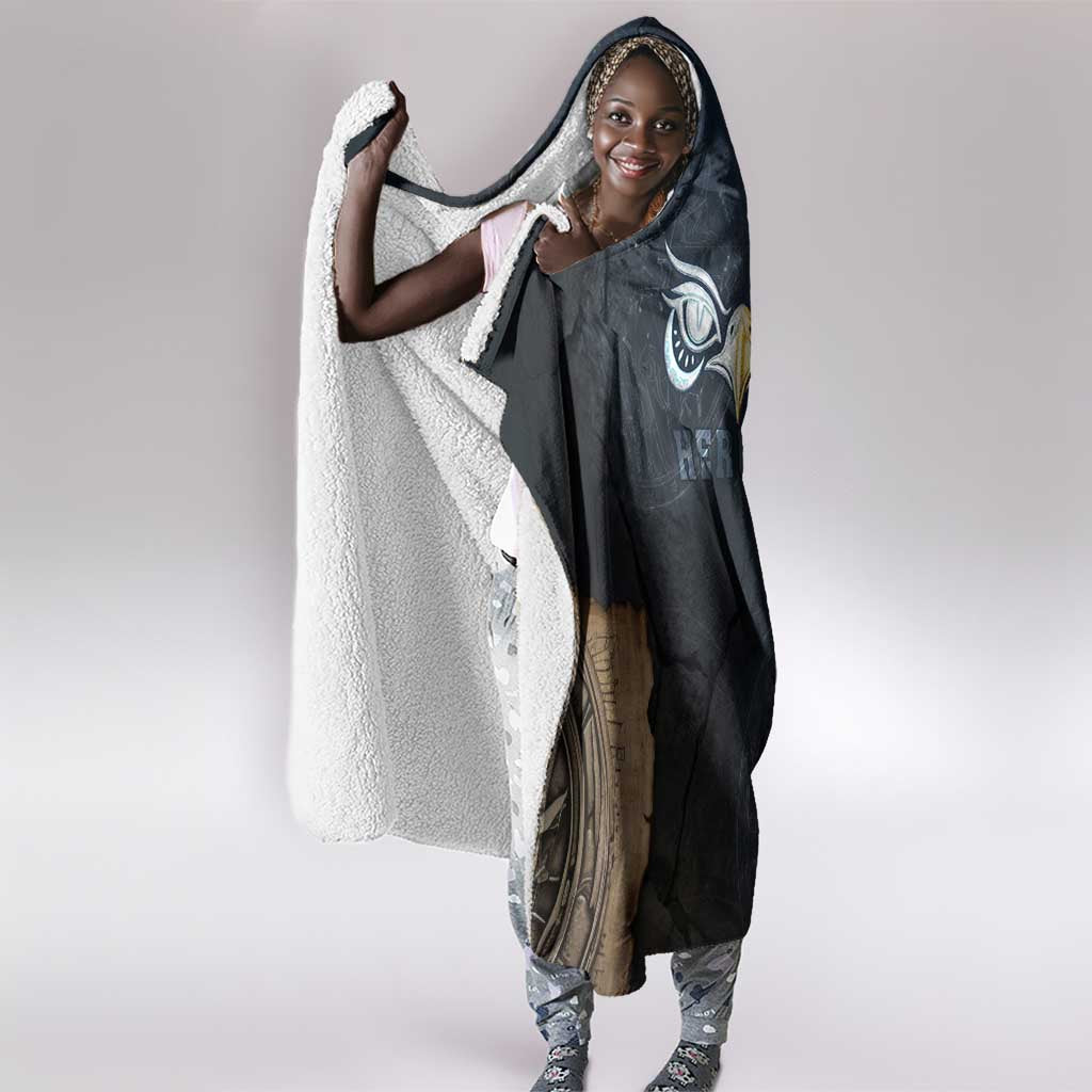 Heru-Ur Falcon Eyes Hooded Blanket Solar Disk Ancient Egyptian Mythology in Dark Stone