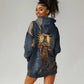 Heru-Ur Falcon Eyes Hoodie Dress Solar Disk Ancient Egyptian Mythology in Dark Stone