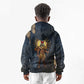 Heru-Ur Falcon Eyes Kid Hoodie Solar Disk Ancient Egyptian Mythology in Dark Stone