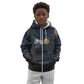 Heru-Ur Falcon Eyes Kid Hoodie Solar Disk Ancient Egyptian Mythology in Dark Stone