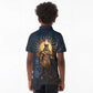 Heru-Ur Falcon Eyes Kid Polo Shirt Solar Disk Ancient Egyptian Mythology in Dark Stone