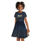 Heru-Ur Falcon Eyes Kid Short Sleeve Dress Solar Disk Ancient Egyptian Mythology in Dark Stone