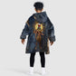 Heru-Ur Falcon Eyes Kid Wearable Blanket Hoodie Solar Disk Ancient Egyptian Mythology in Dark Stone