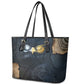 Heru-Ur Falcon Eyes Leather Tote Bag Solar Disk Ancient Egyptian Mythology in Dark Stone