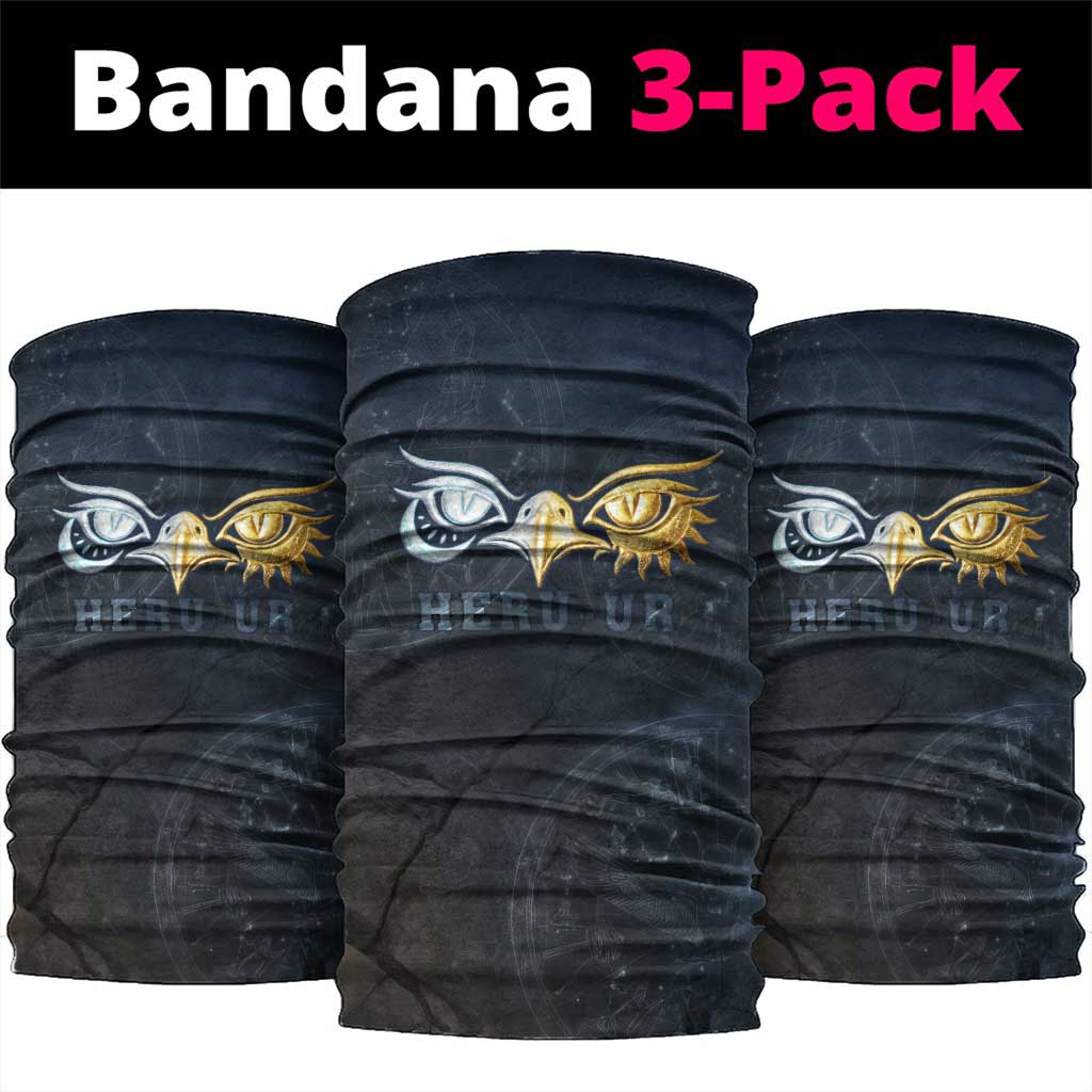 Heru-Ur Falcon Eyes Neck Gaiter Solar Disk Ancient Egyptian Mythology in Dark Stone