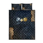Heru-Ur Falcon Eyes Quilt Bed Set Solar Disk Ancient Egyptian Mythology in Dark Stone