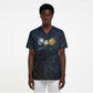 Heru-Ur Falcon Eyes Scrub Top Solar Disk Ancient Egyptian Mythology in Dark Stone