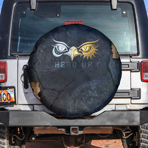 Heru-Ur Falcon Eyes Spare Tire Cover Solar Disk Ancient Egyptian Mythology in Dark Stone