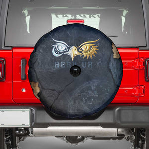 Heru-Ur Falcon Eyes Spare Tire Cover Solar Disk Ancient Egyptian Mythology in Dark Stone