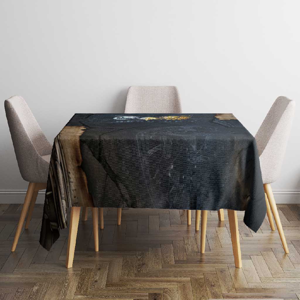 Heru-Ur Falcon Eyes Tablecloth Solar Disk Ancient Egyptian Mythology in Dark Stone