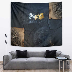 Heru-Ur Falcon Eyes Tapestry Solar Disk Ancient Egyptian Mythology in Dark Stone